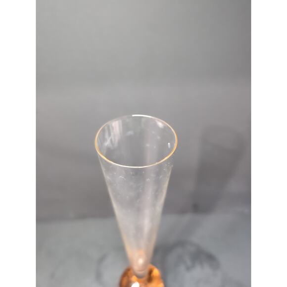 Peach Amber Bullicante Vase, Art Glass Bud Vase, 10", Controlled Bubbles Base‎ - Picture 5 of 9